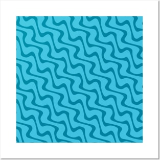 Cyan Zig Zag Posters and Art